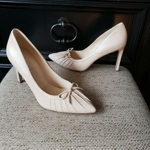 Nine West Nude pumps with pleating and bow detail